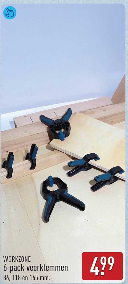 WORKZONE 6-pack veerklemmen 86, 118 en 165 mm