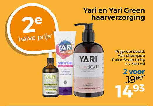 Yari en Yari Green haarverzorging 2e halve prijs