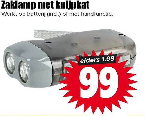 Zaklamp met knijpkat