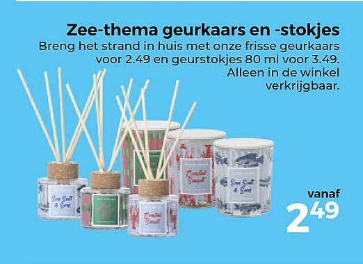 Zee-thema geurkaars en -stokjes