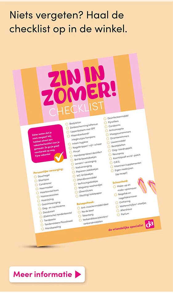 ZIN IN ZOMER! CHECKLIST