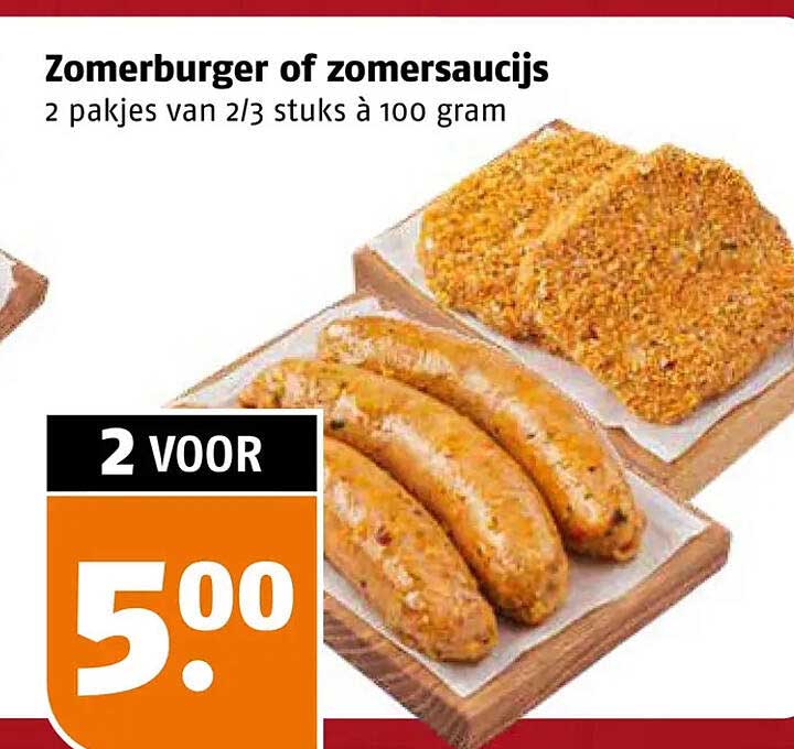 Zomerburger of zomersaucijs 2 pakjes van 2/3 stuks à 100 gram