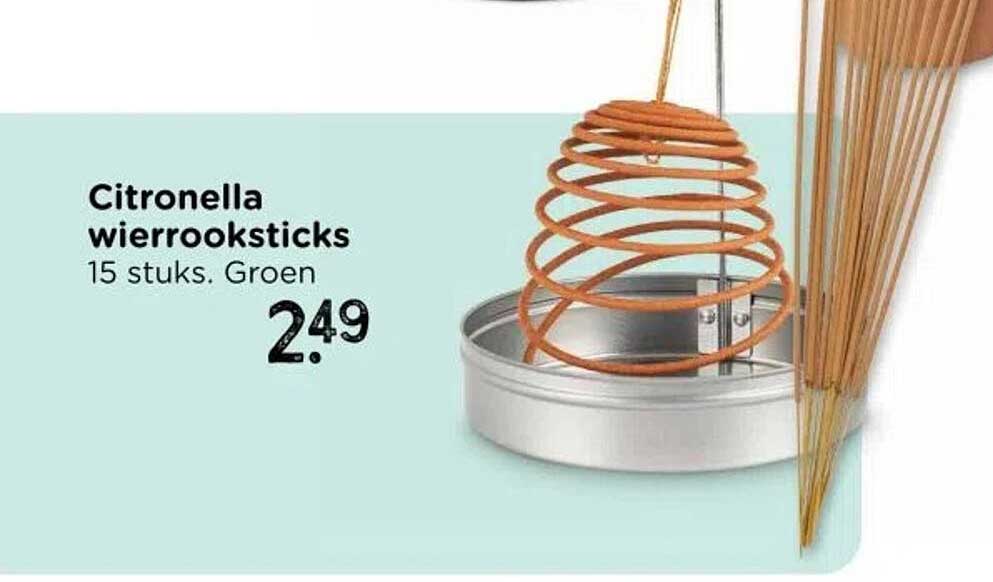 Citronella wierrooksticks 15 stuks. Groen