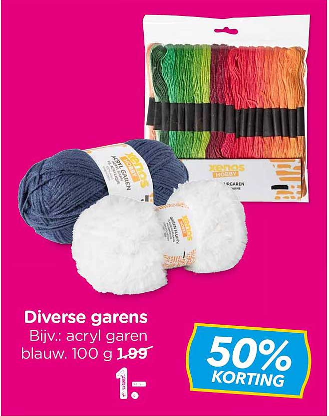 Diverse garens Bijv.: acryl garen blauw. 100 g