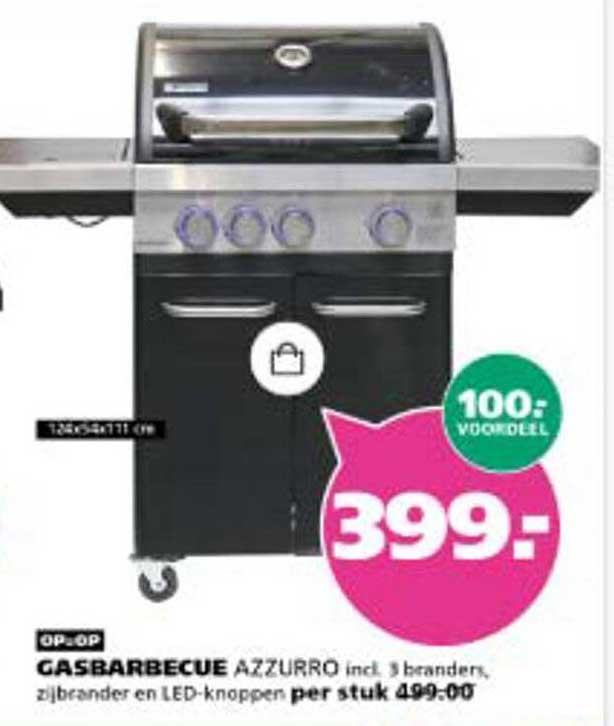 GASBARBECUE AZZURRO incl. 3 branders, zijbrander en LED-knoppen per stuk 499,00