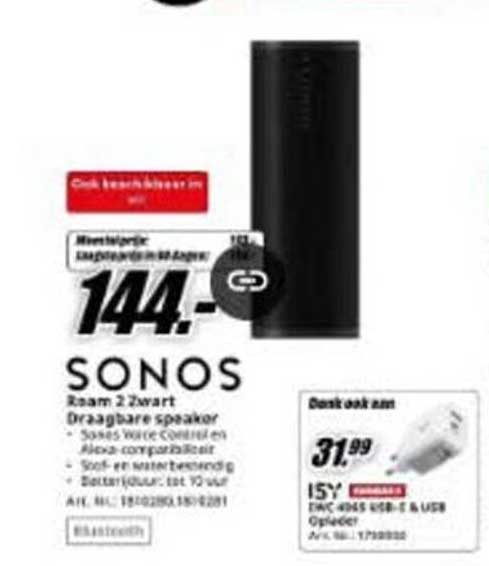 SONOS Raam 2 Zwart Draagbare speaker