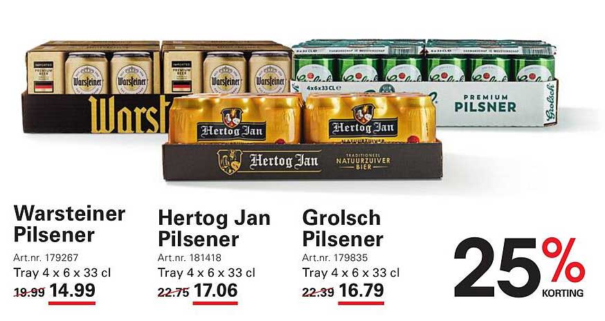 W Warsteiner Pilsener | Hertog Jan Pilsener | Grolsch Pilsener