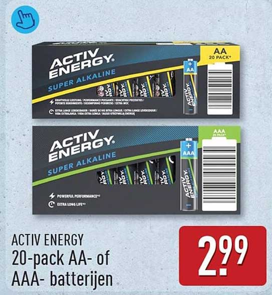 ACTIV ENERGY 20-pack AA- of AAA-batterijen