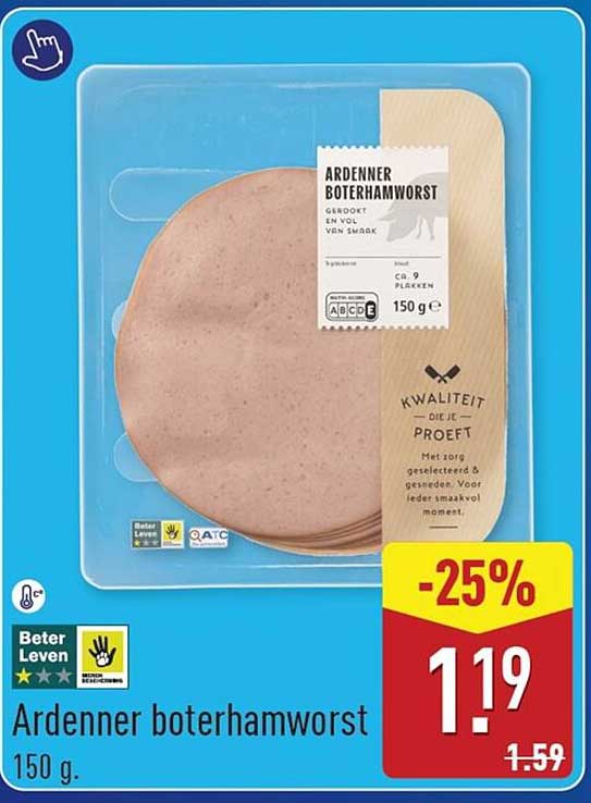 Ardenner boterhamworst 150 g -25%