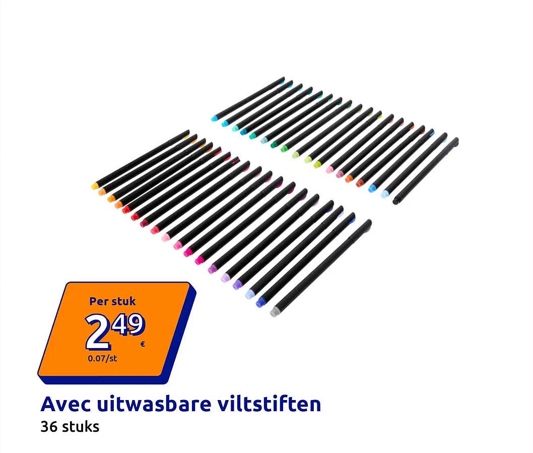 Avec uitwasbare viltstiften 36 stuks
