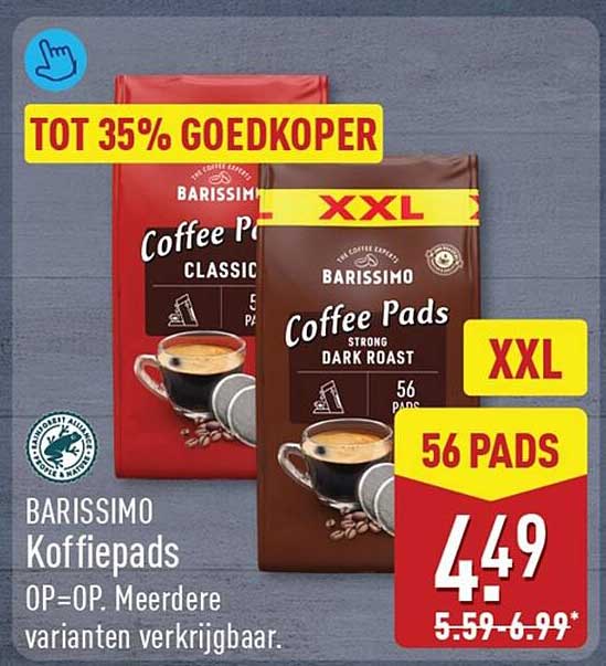 BARISSIMO Koffiepads TOT 35% GOEDKOPER