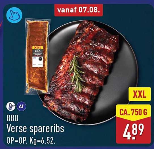 BBQ Verse spareribs XXL ca. 750 g