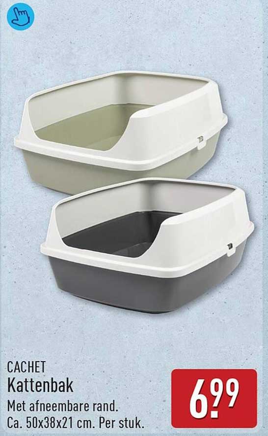 CACHET Kattenbak Met afneembare rand. Ca. 50x38x21 cm. Per stuk.