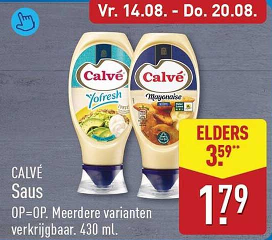 CALVÉ Saus OP=OP. Meerdere varianten verkrijgbaar. 430 ml.