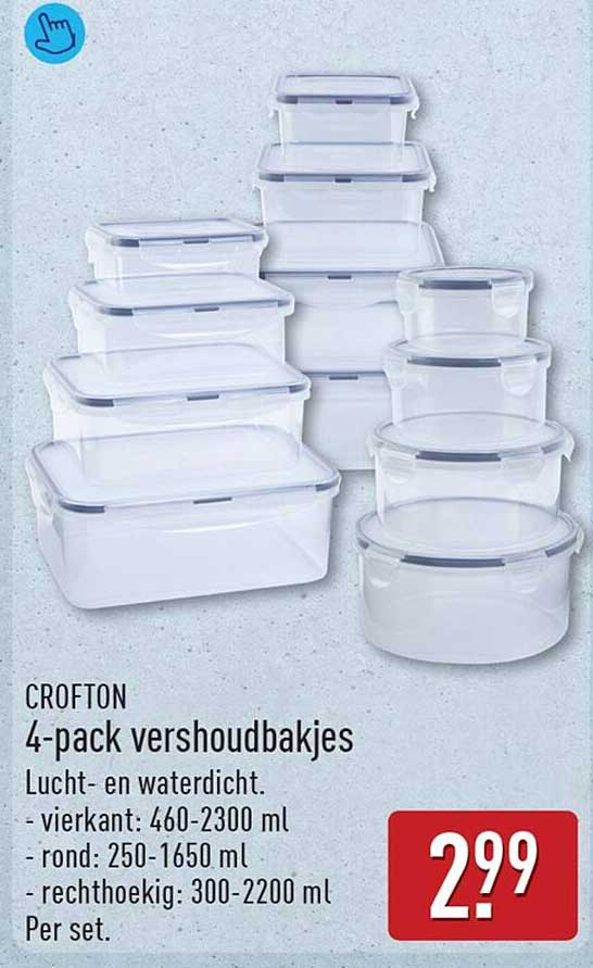 CROFTON 4-pack vershoudbakjes