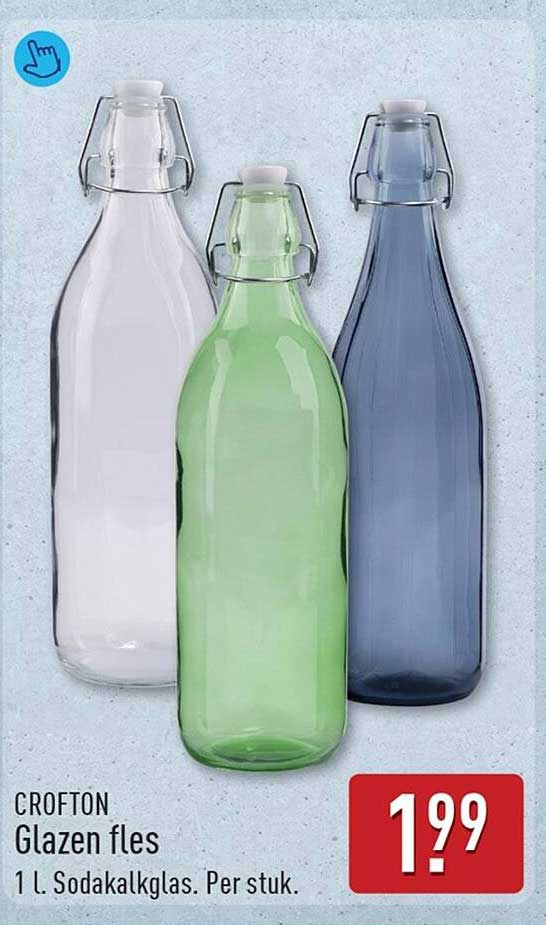 CROFTON Glazen fles 1 l. Sodakalkglas. Per stuk.