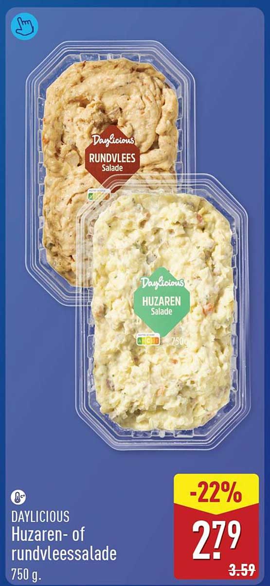 DAYLICIOUS Huzaren- of rundvleessalade 750 g -22%