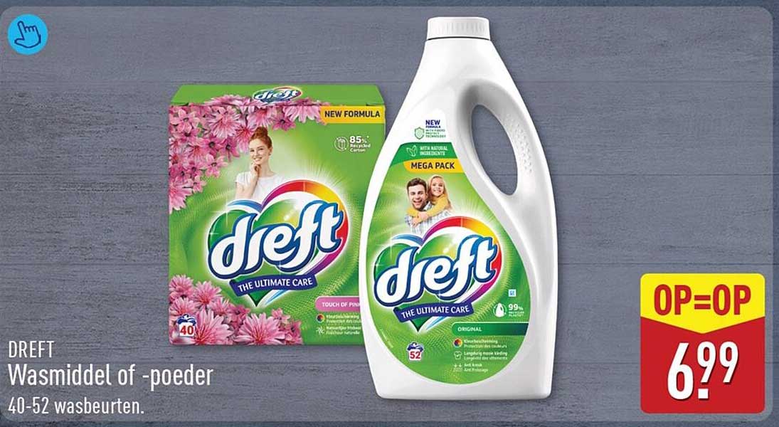 DREFT Wasmiddel of -poeder 40-52 wasbeurten. OP=OP