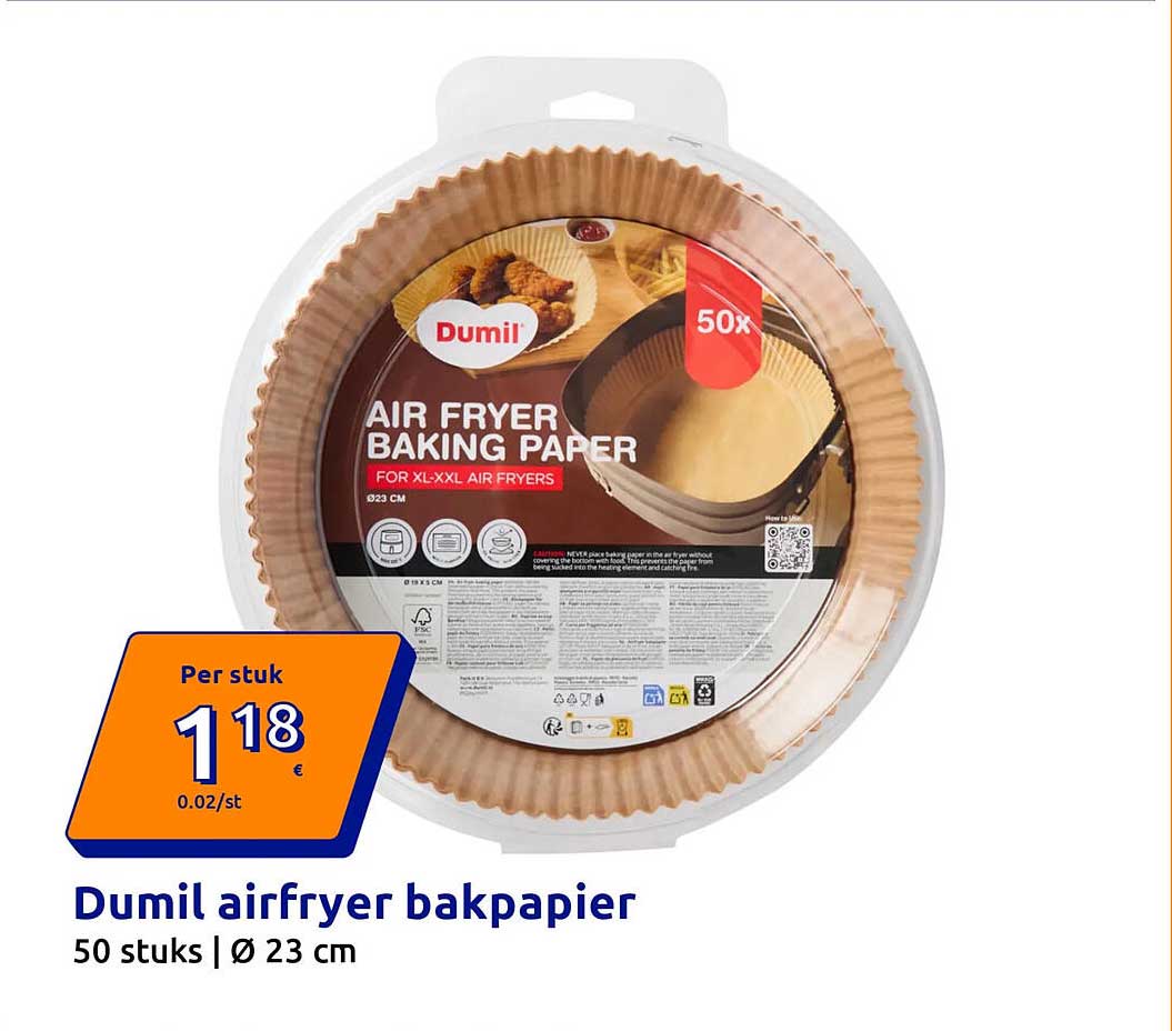 Dumil airfryer bakpapier 50 stuks | Ø 23 cm