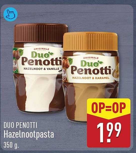 DUO PENOTTI Hazelnootpasta 350 g. OP=OP