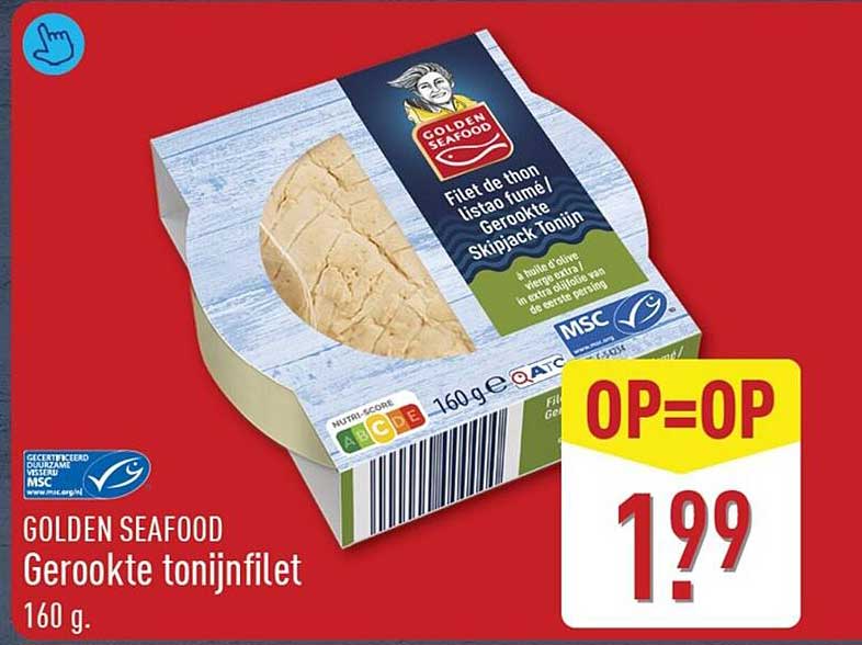 GOLDEN SEAFOOD Gerookte tonijnfilet 160 g. OP=OP