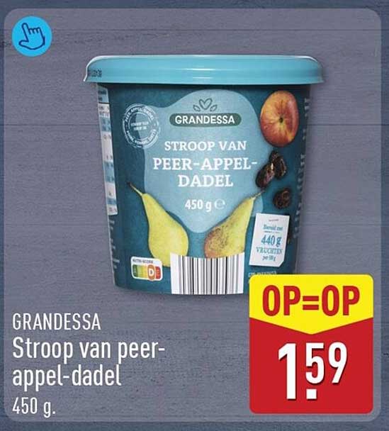 GRANDESSA Stroop van peer-appel-dadel 450 g. OP=OP