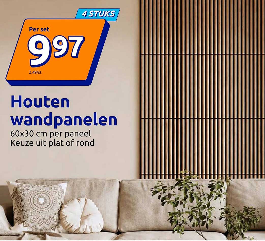 Houten wandpanelen 4 STUKS