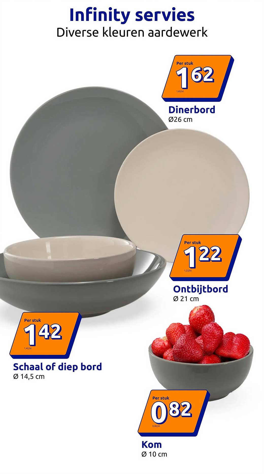 Infinity servies Diverse kleuren aardewerk Dinerbord