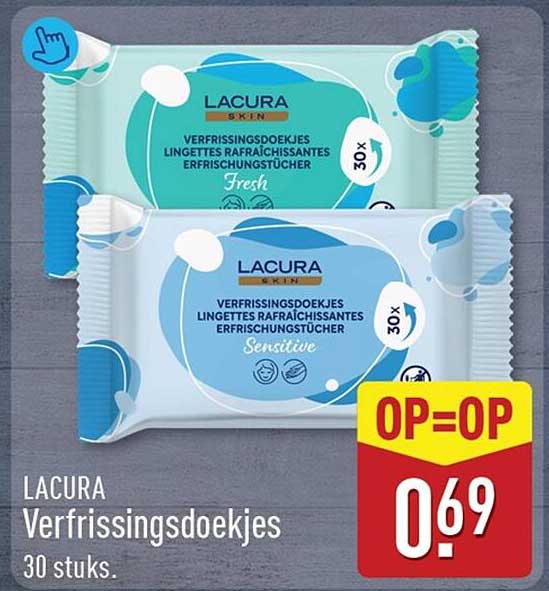 LACURA Verfrissingsdoekjes 30 stuks