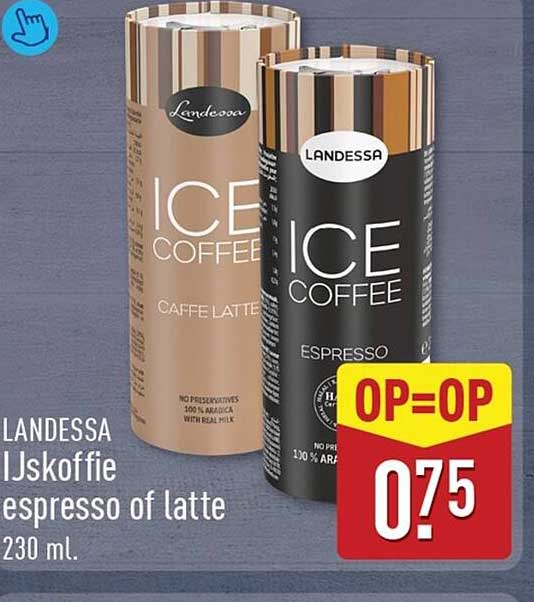LANDESSA Ijskoffie espresso of latte 230 ml. OP=OP