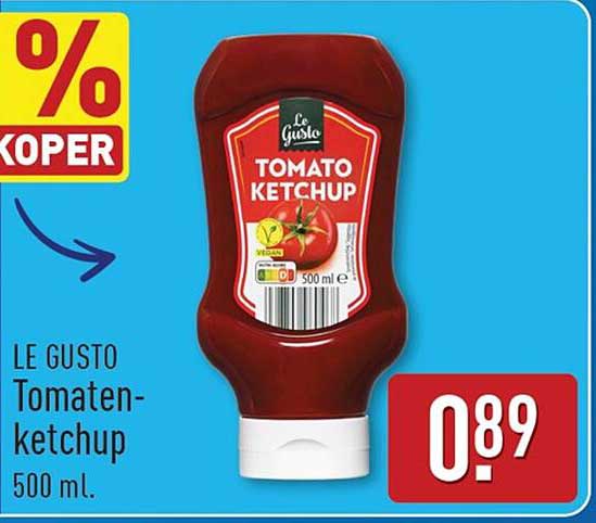 LE GUSTO Tomaten-ketchup 500 ml. % KOPER