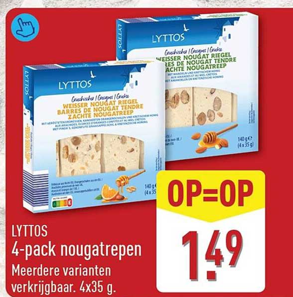 LYTTOS 4-pack nougatrepen Meerdere varianten verkrijgbaar. 4x35 g. OP=OP