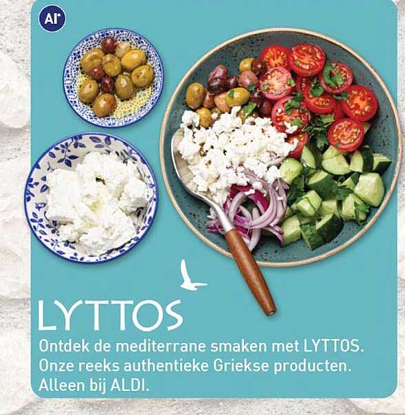 LYTTOS Ontdek de mediterrane smaken met LYTTOS. Onze reeks authentieke Griekse producten. Alleen bij ALDI.