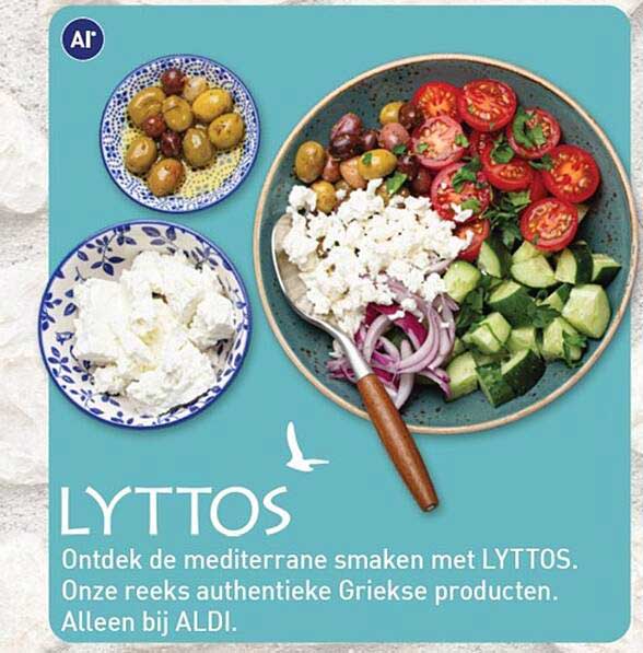 LYTTOS Ontdek de mediterrane smaken met LYTTOS. Onze reeks authentieke Griekse producten. Alleen bij ALDI.