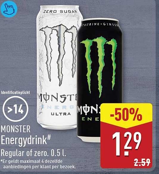 MONSTER Energydrink Regular of zero. 0.5 l. -50%