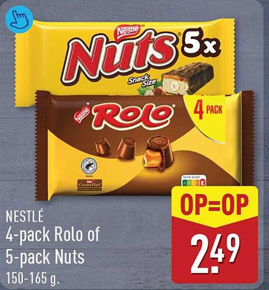 NESTLÉ 4-pack Rolo of 5-pack Nuts 150-165 g. OP=OP
