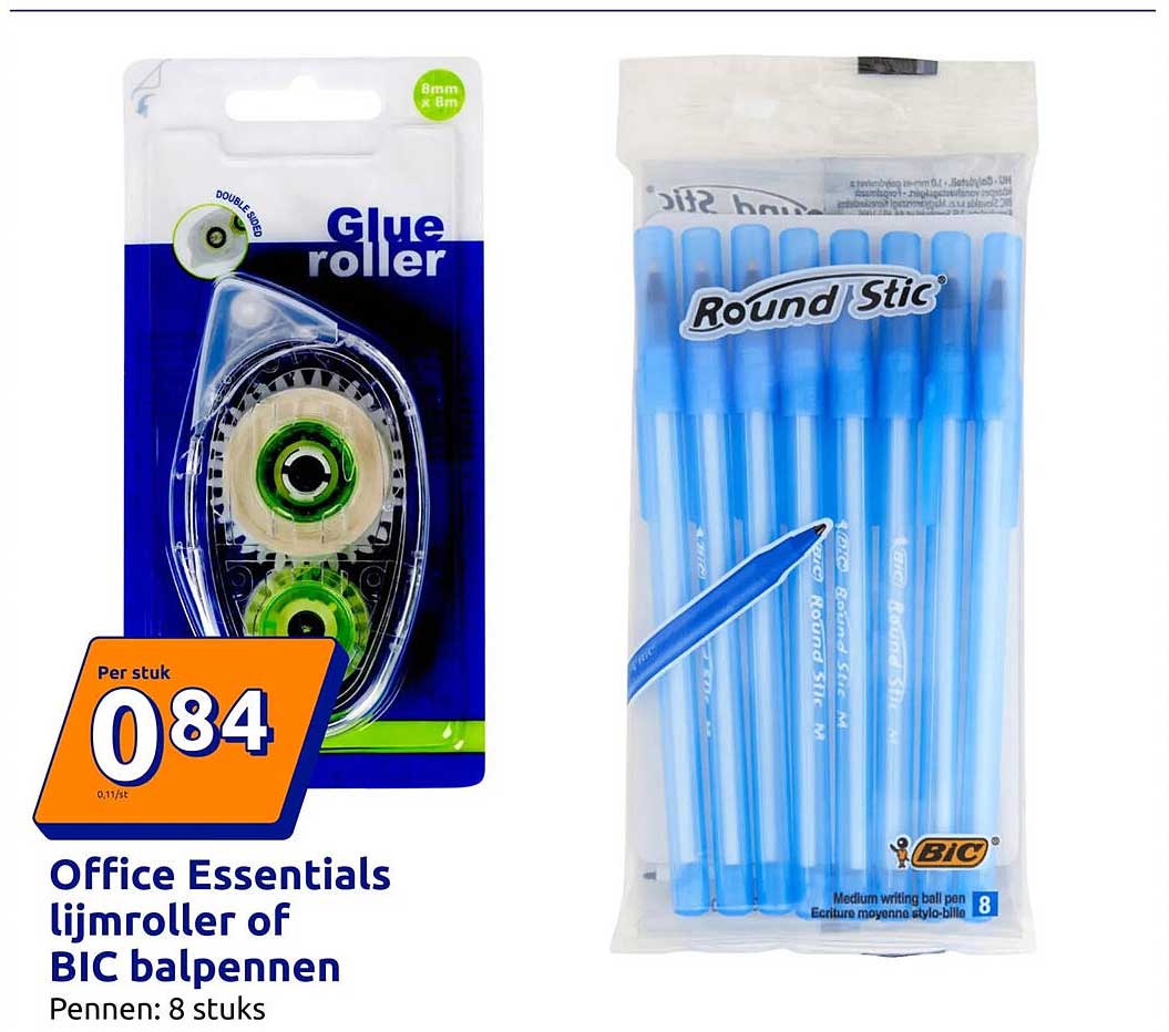 Office Essentials lijmroller of BIC balpennen