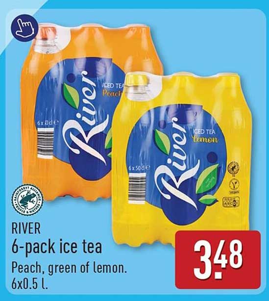 RIVER 6-pack ice tea Peach, green of lemon. 6x0.5 l.
