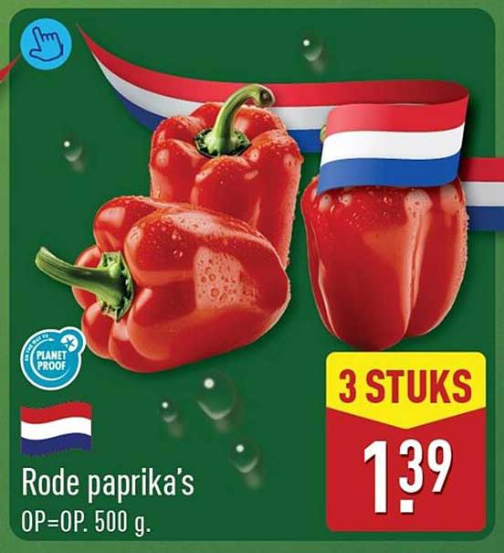 Rode paprika's OP=OP. 500 g.