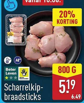 Scharrelkip-braadsticks 20% korting