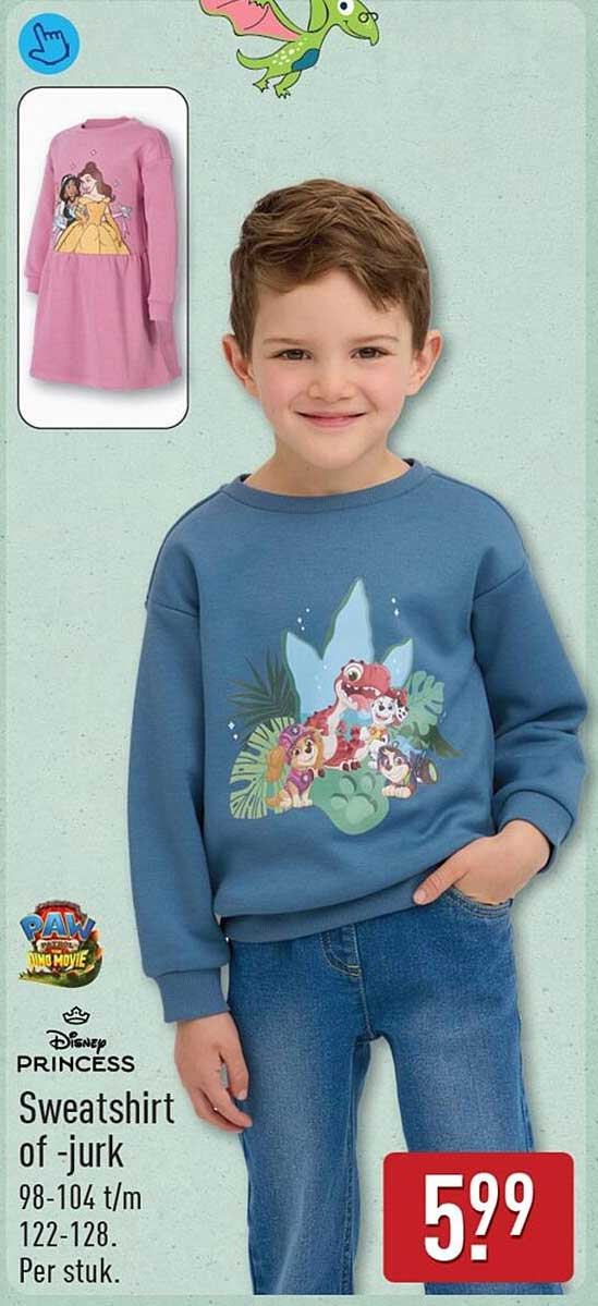 Sweatshirt of -jurk 98-104 t/m 122-128. Per stuk.