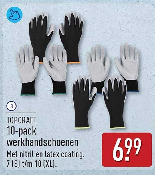 TOPCRAFT 10-pack werkhandschoenen