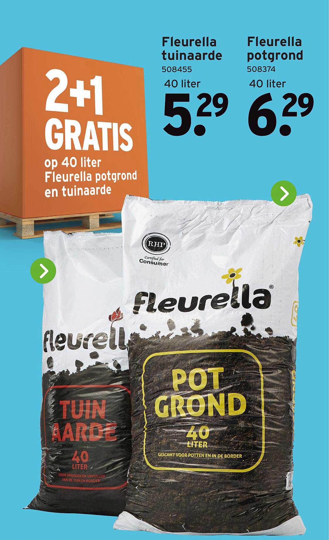 2+1 GRATIS op 40 liter Fleurella potgrond en tuinaarde