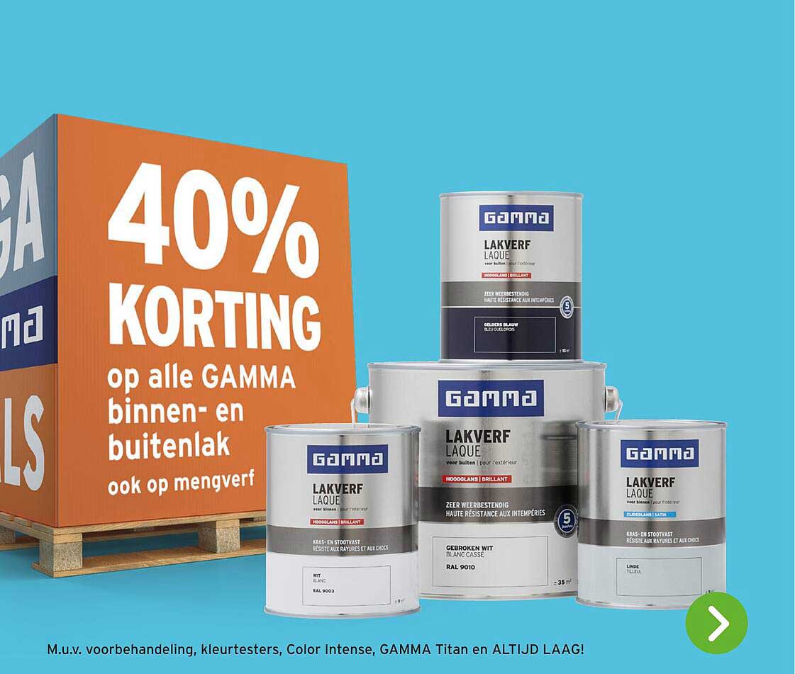 40% KORTING op alle GAMMA binnen- en buitenlak