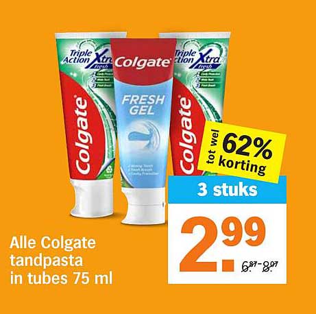 Alle Colgate tandpasta in tubes 75 ml