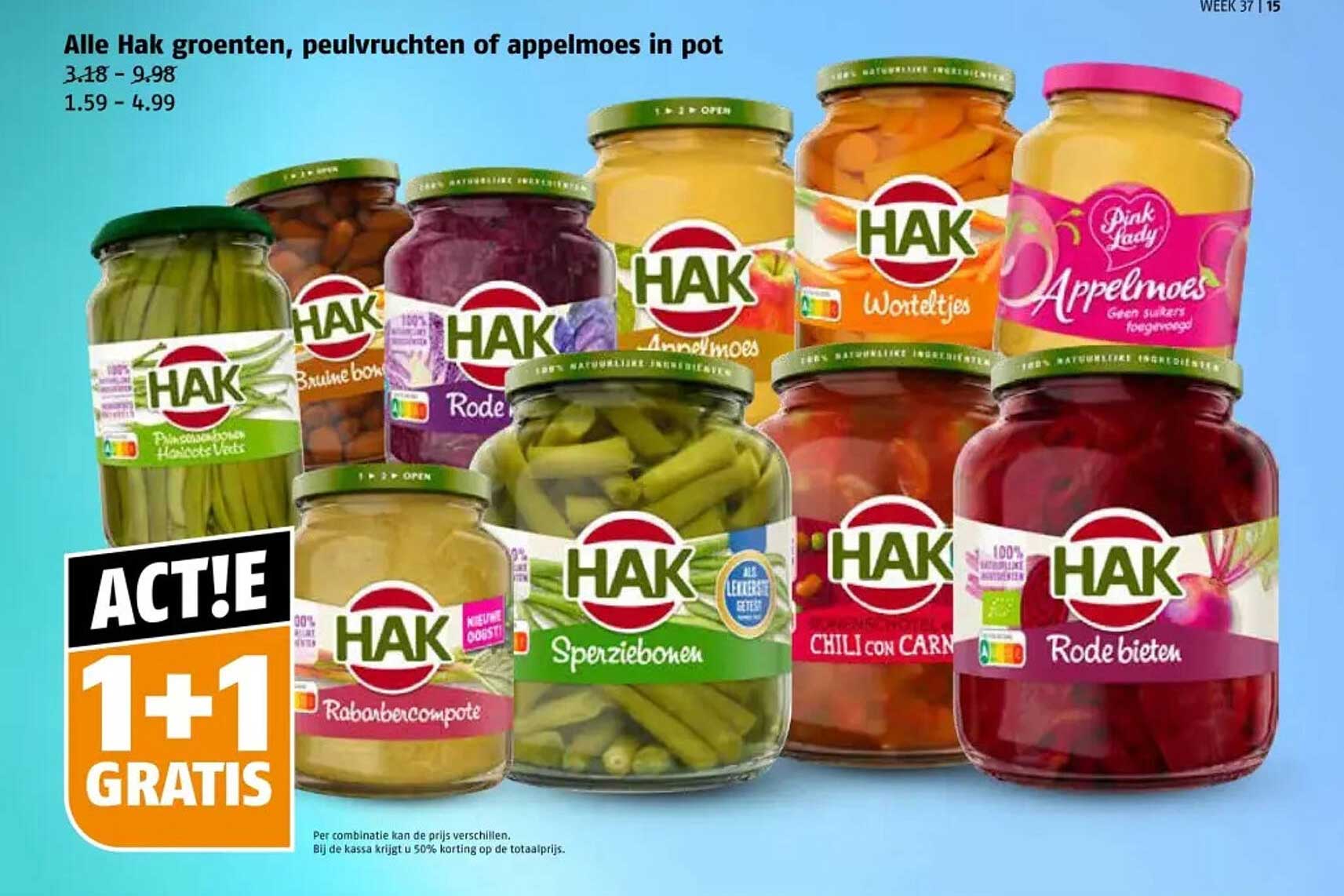 Alle Hak groenten, peulvruchten of appelmoes in pot