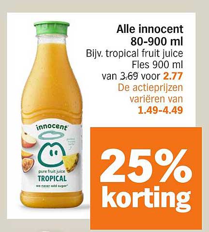 Alle innocent 80-900 ml Bijv. tropical fruit juice Fles 900 ml