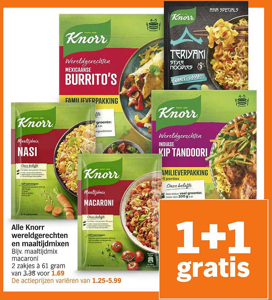 Alle Knorr wereldgerechten en maaltijdmixen