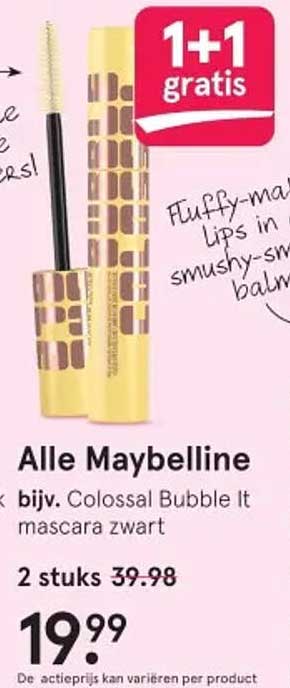 Alle Maybelline bijv. Colossal Bubble It mascara zwart
