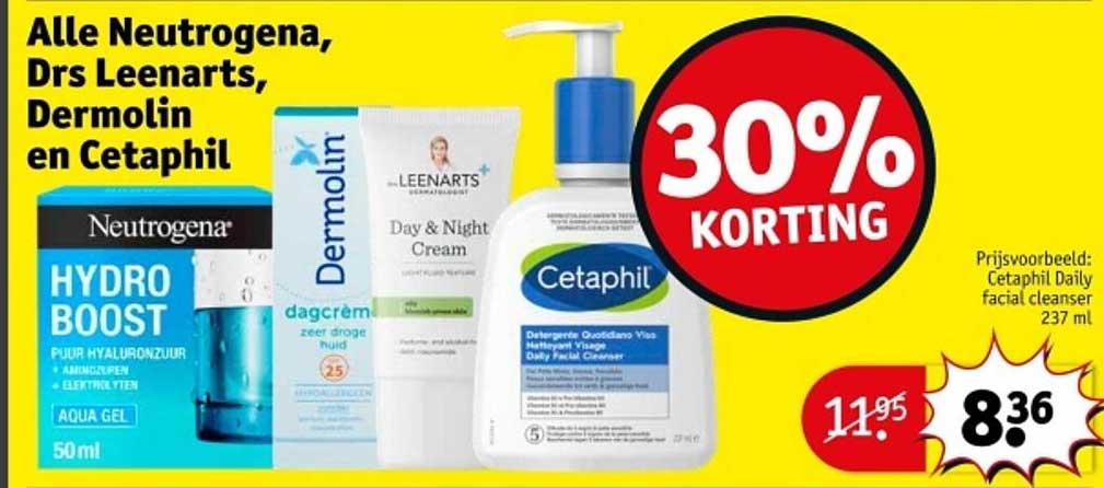 Alle Neutrogena, Drs Leenarts, Dermolin en Cetaphil